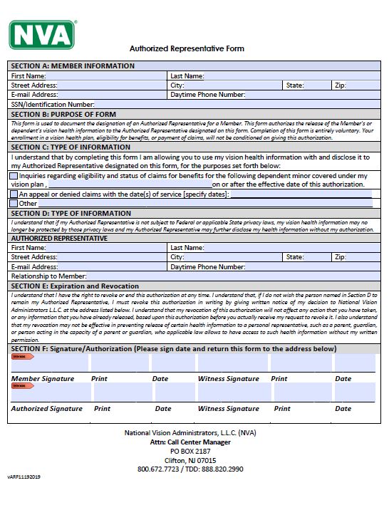 NVA HIPAA Authorized Form Thumbnail